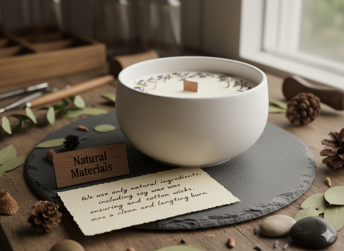 Elegant candle with wooden wick